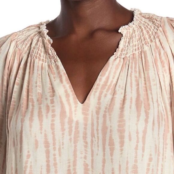 Bobeau | Long Sleeve Smocked Collar Top - Picture 3 of 6